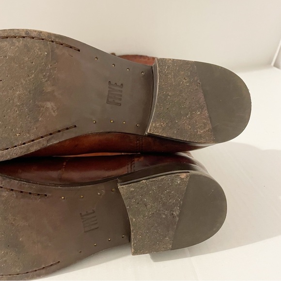 Frye Melissa Whip Tall Pull On Boots Size 9.5 Distressed Brown Leather Riding - Picture 12 of 16